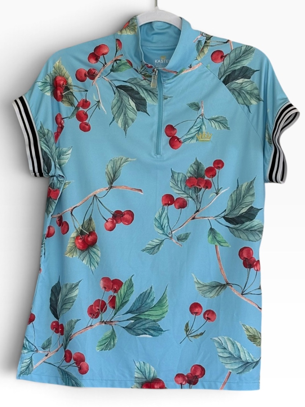 Kastel Denmark Floral Cherry Print Polo Shirt Size XL